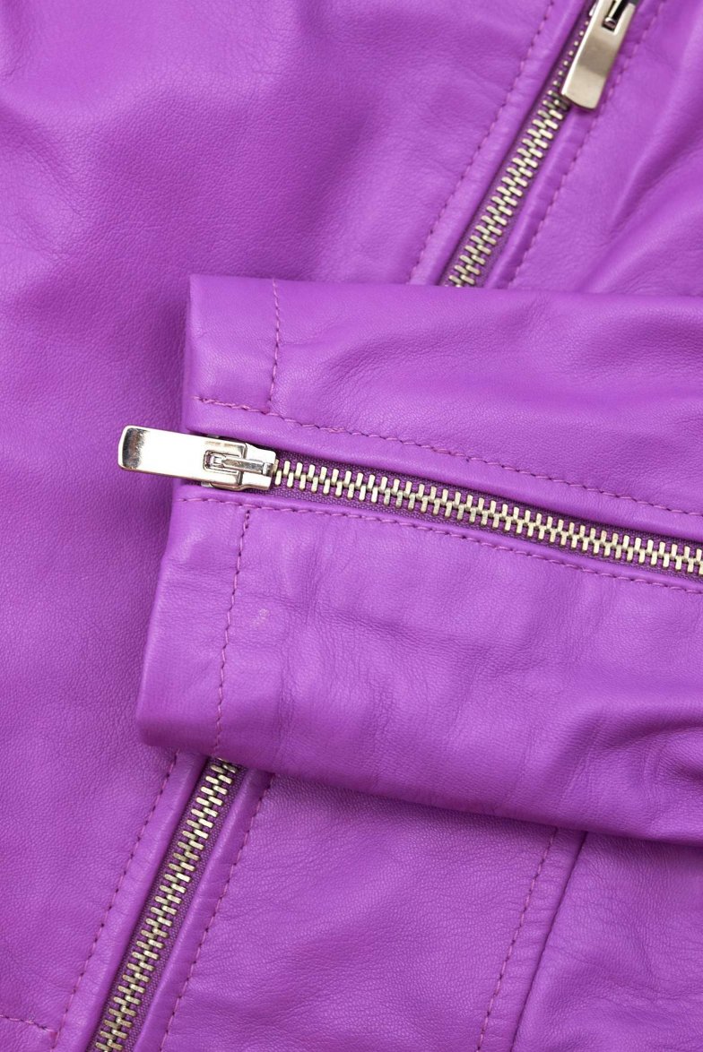 Lila bikerjacke aus naturleder...