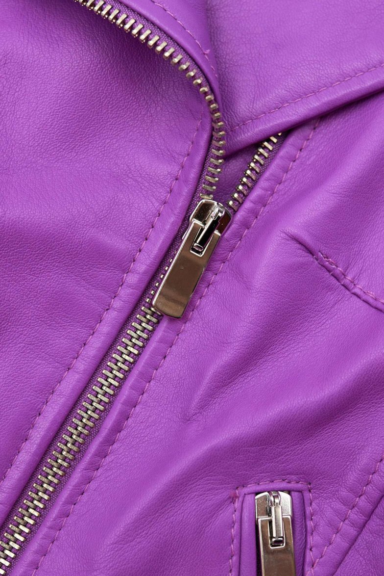 Lila bikerjacke aus naturleder...
