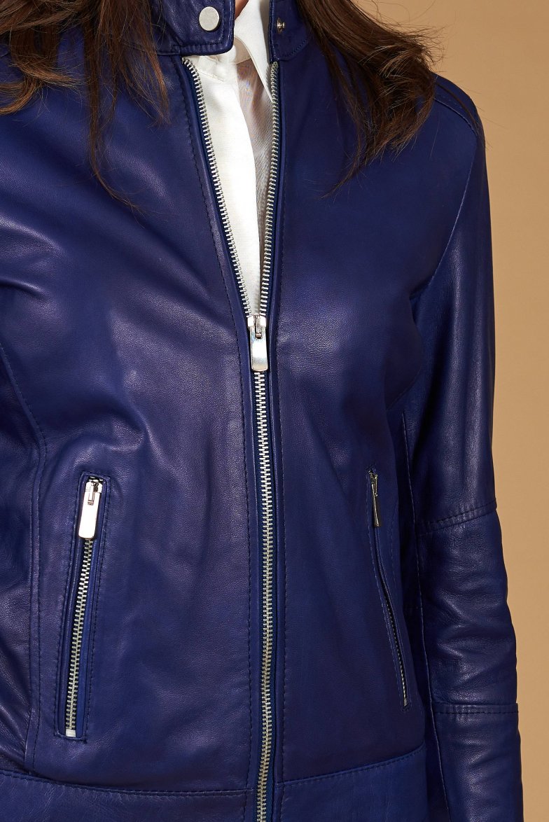 Bluette lederjacke naturleder...