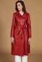 Cappotto in pelle rossa doppio petto spacchi laterali