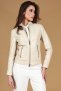 Giacca biker in pelle color crema effetto liscio due tasche