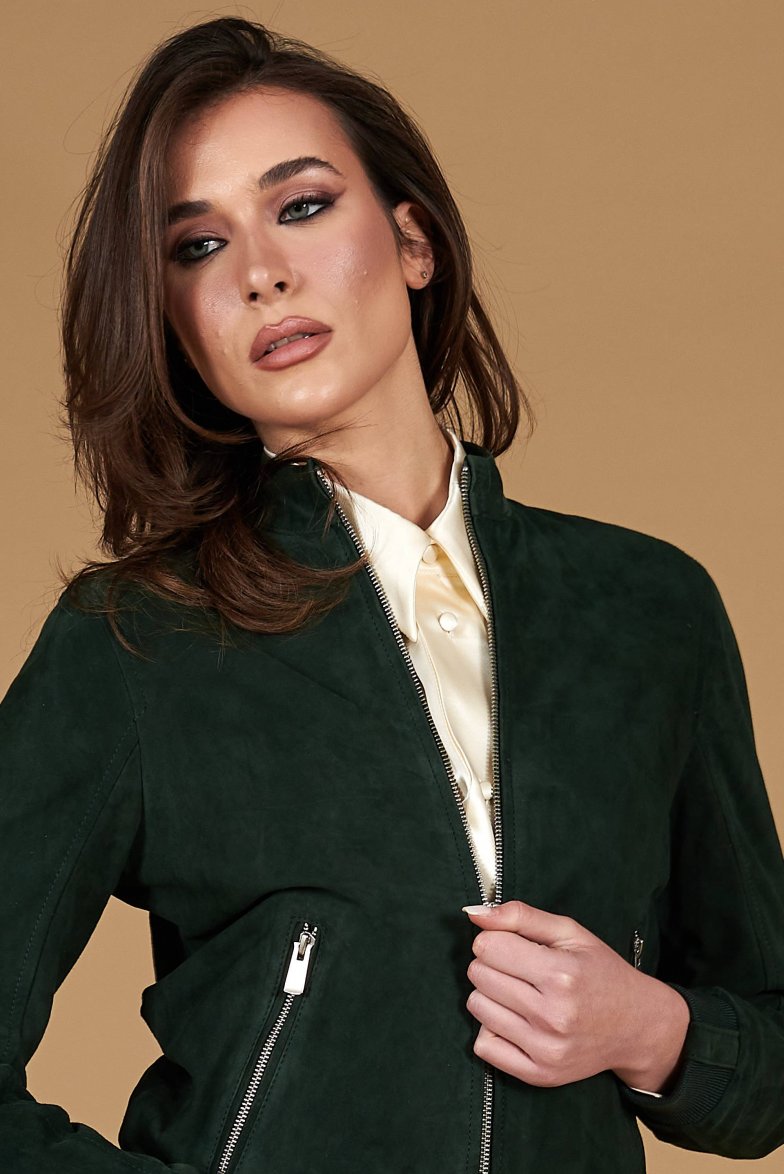 Grüne wildlederjacke bomberjacke...
