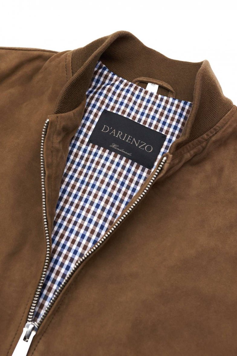 Taupe bomberjacke aus wildleder mit...