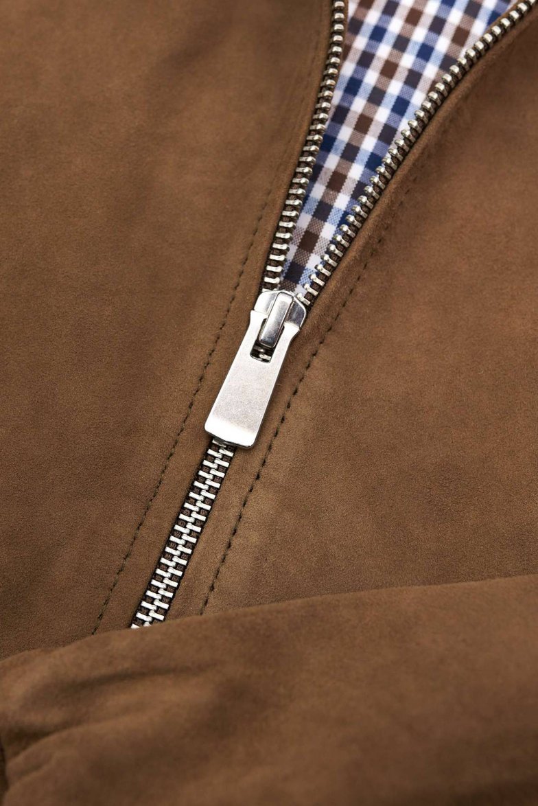 Taupe bomberjacke aus wildleder mit...