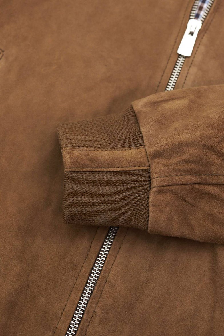 Taupe bomberjacke aus wildleder mit...