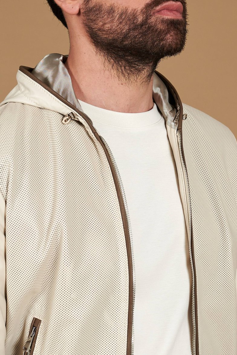 Cremefarben bomberjacke aus...