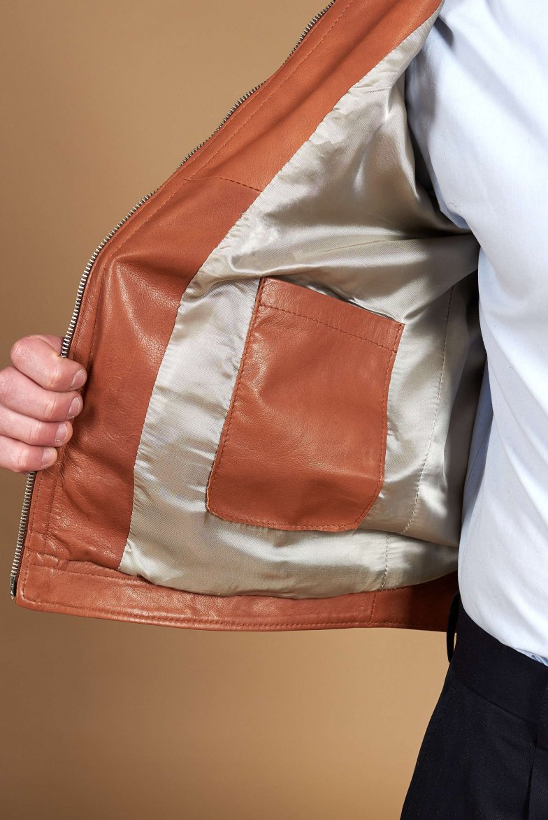 Lederfarben perforiertes Lederjacke...