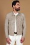 Giacca sfoderata pelle camoscio grigio con colletto camicia