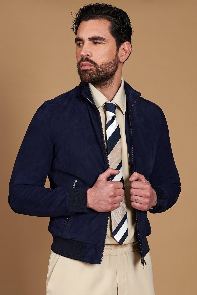 Blaue wildlederjacke bomberjacke...