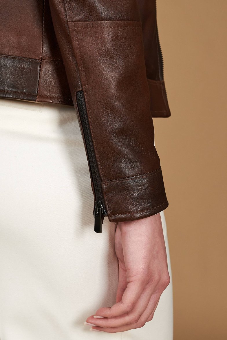 Braune lederjacke bikerjacke...