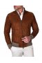 Giubbotto bomber in pelle scamosciata color cuoio collo coreana