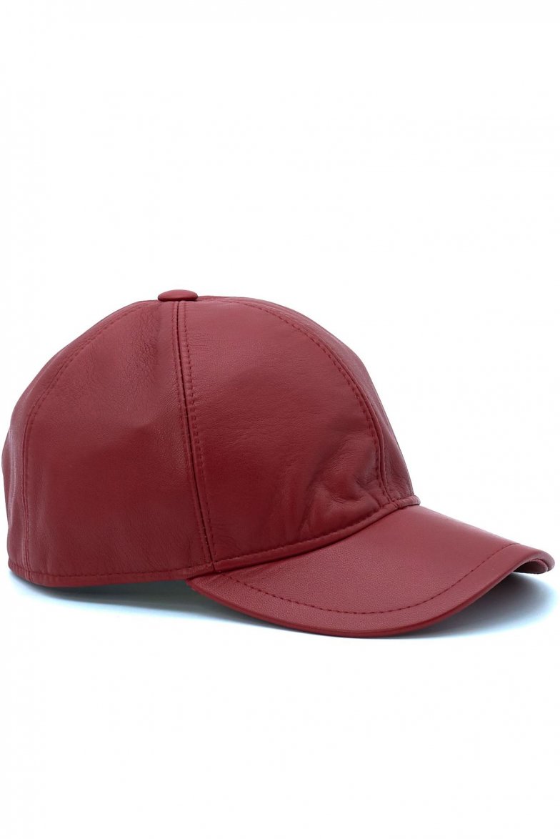 Rote Unisex Ledercap Kappe...