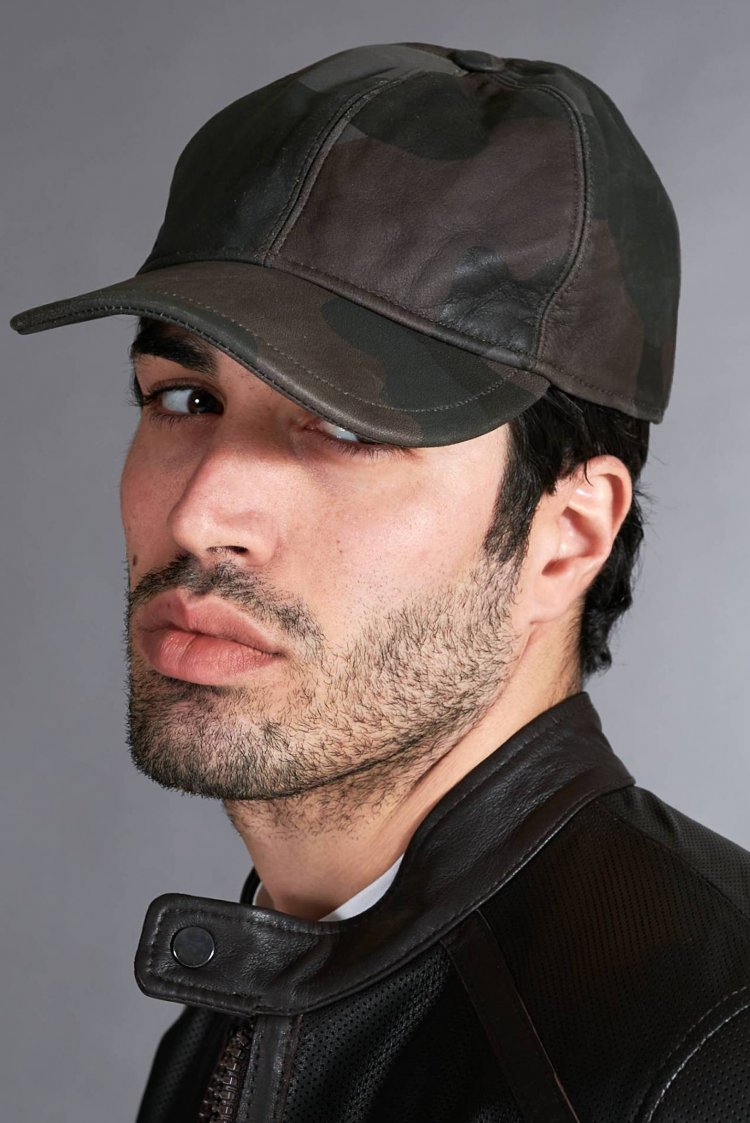 Militärgrün Unisex Ledercap...