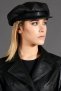 Cappello da donna in pelle nera stile berretto francese