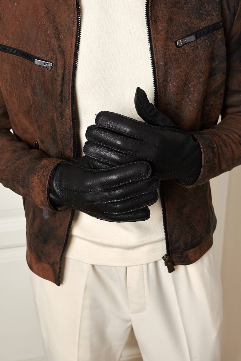 Schwarzer Lederhandschuh für Herren...