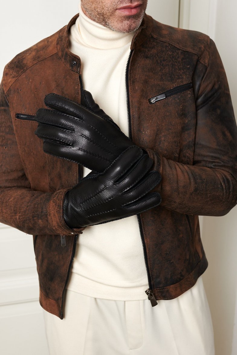 Schwarzer Lederhandschuh für Herren...