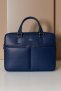 Navy Blue 24h Briefcase in Saffiano calf leather with double pocket