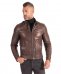 Giacca moto in pelle testa di moro fibbia quattro tasche effetto vintage