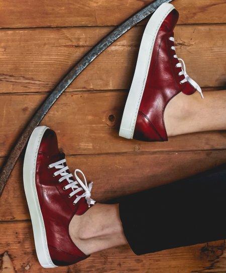 Rote Kalbsleder Sneakers Schuh für Männer 