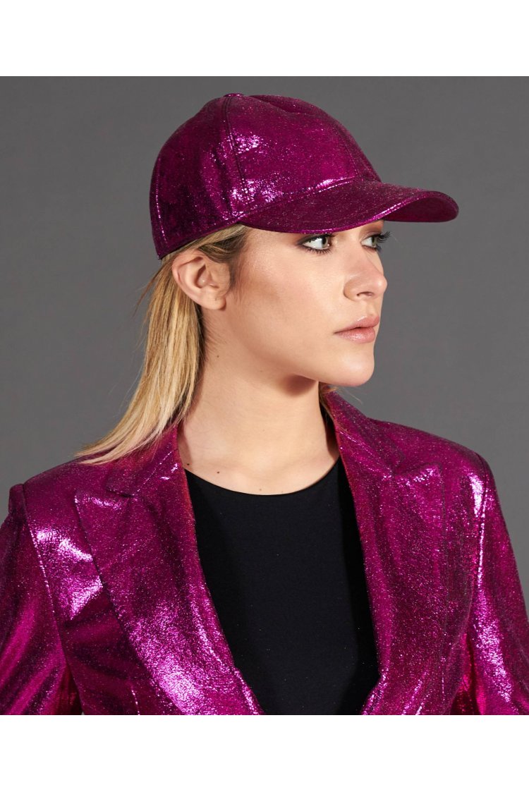 Violett Unisex Ledercap leder Kappe Verstellbarer Klettverschluss