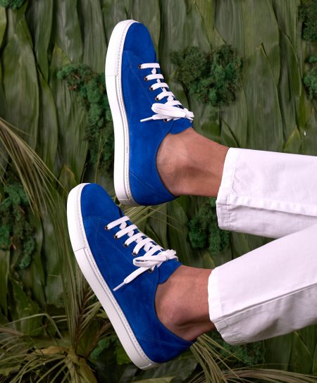 Elektrisches Blau Wildleder Sneakers Schuh für Männer 