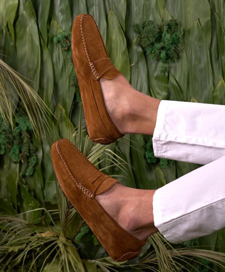 Cognac Wildleder Mokassin Schuh für Männer 