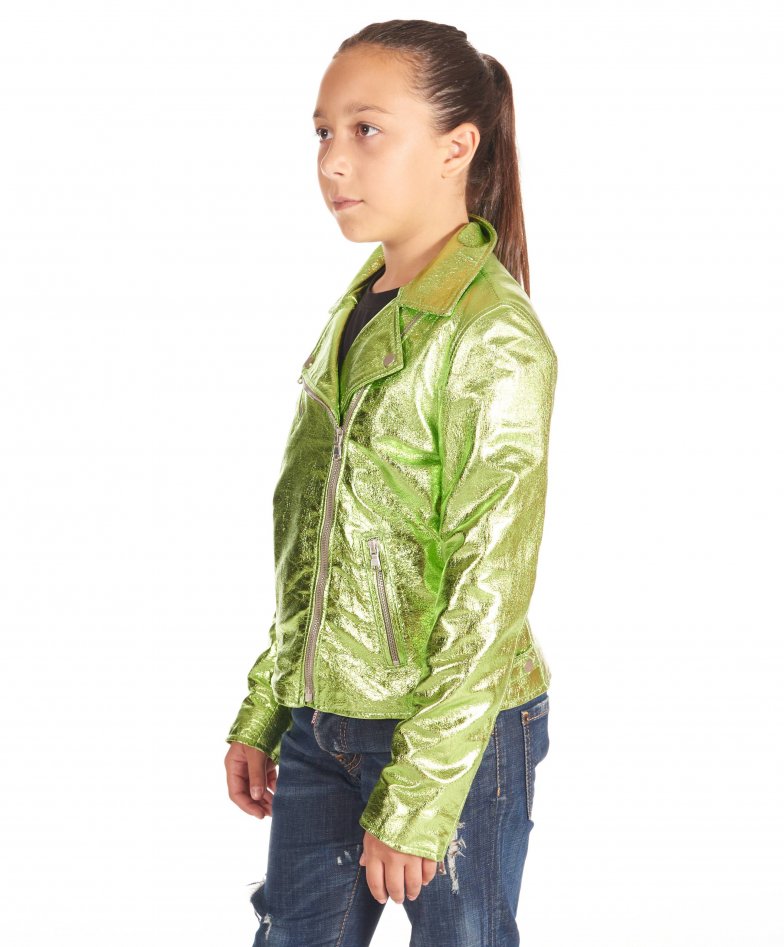 Grüne Chiodo baby bikerlederjacke für...