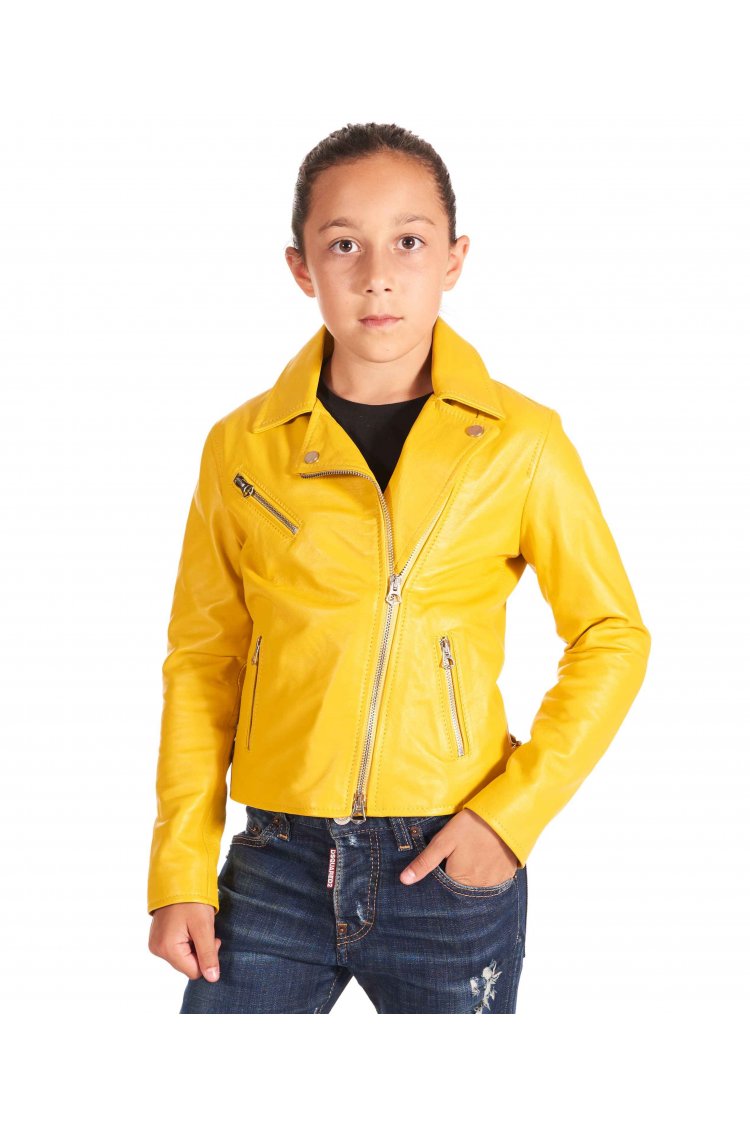 Chiodo baby gelbe bikerlederjacke für kinder unisex