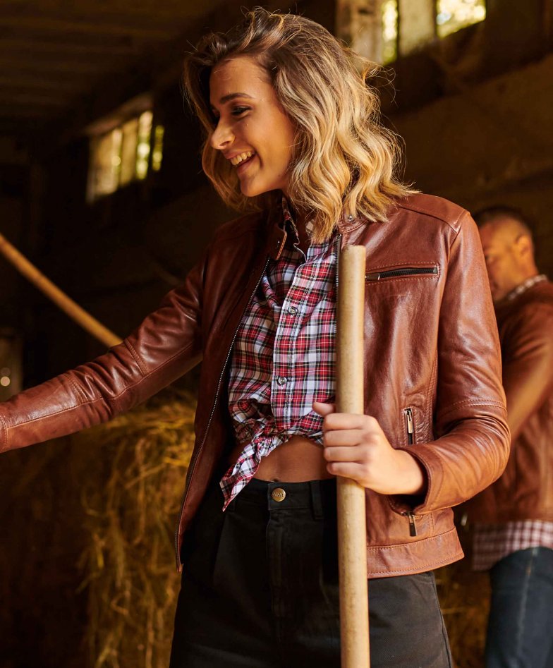 ledern bikerjacke aus leder im...