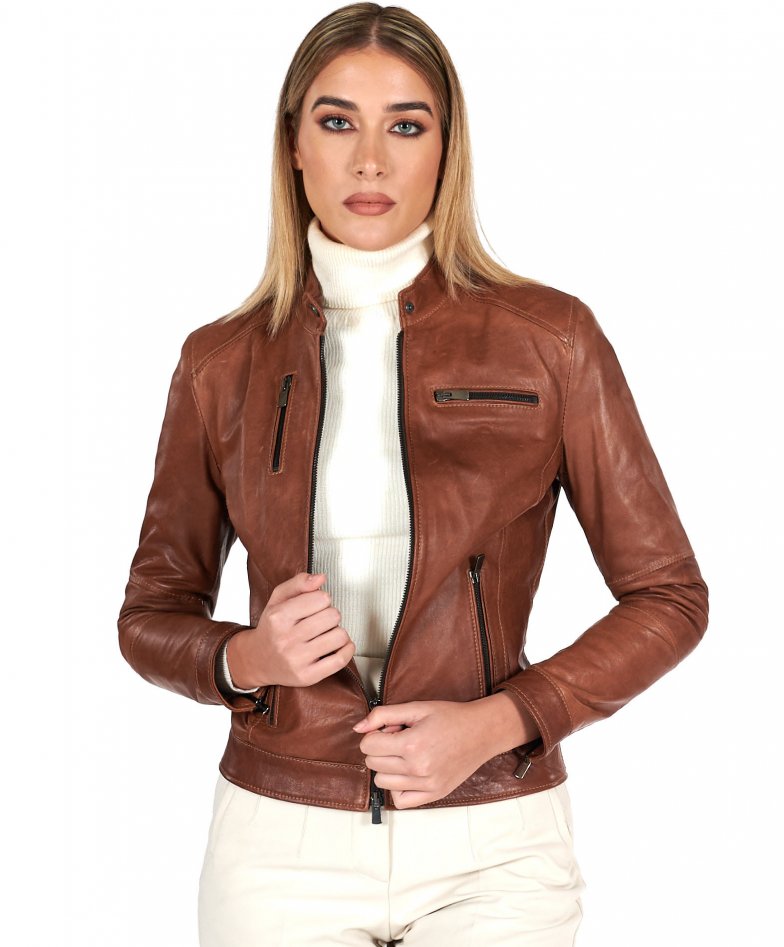 ledern bikerjacke aus leder im...