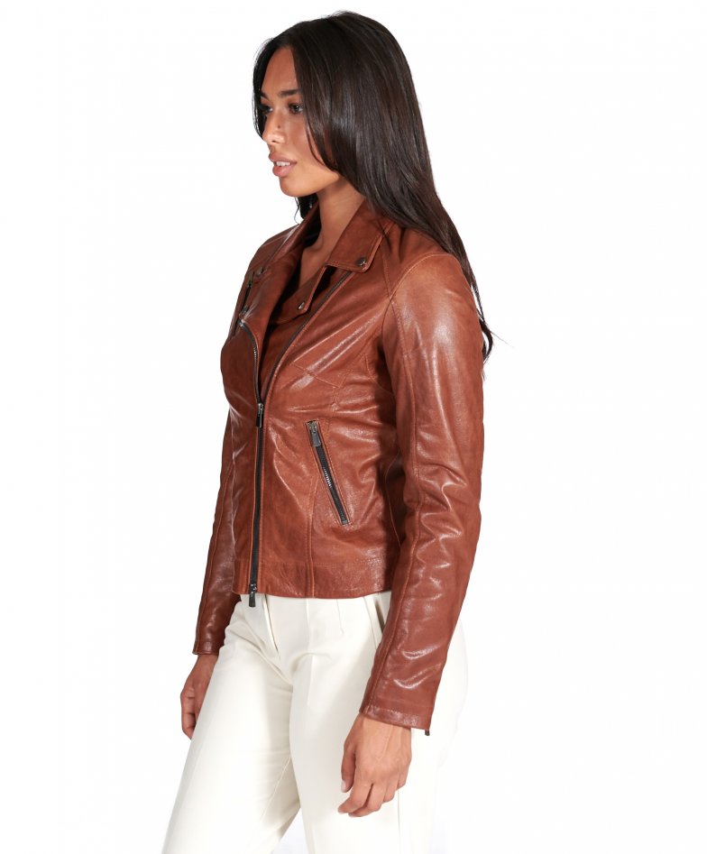 Leder farbe biker-lederjacke mit...