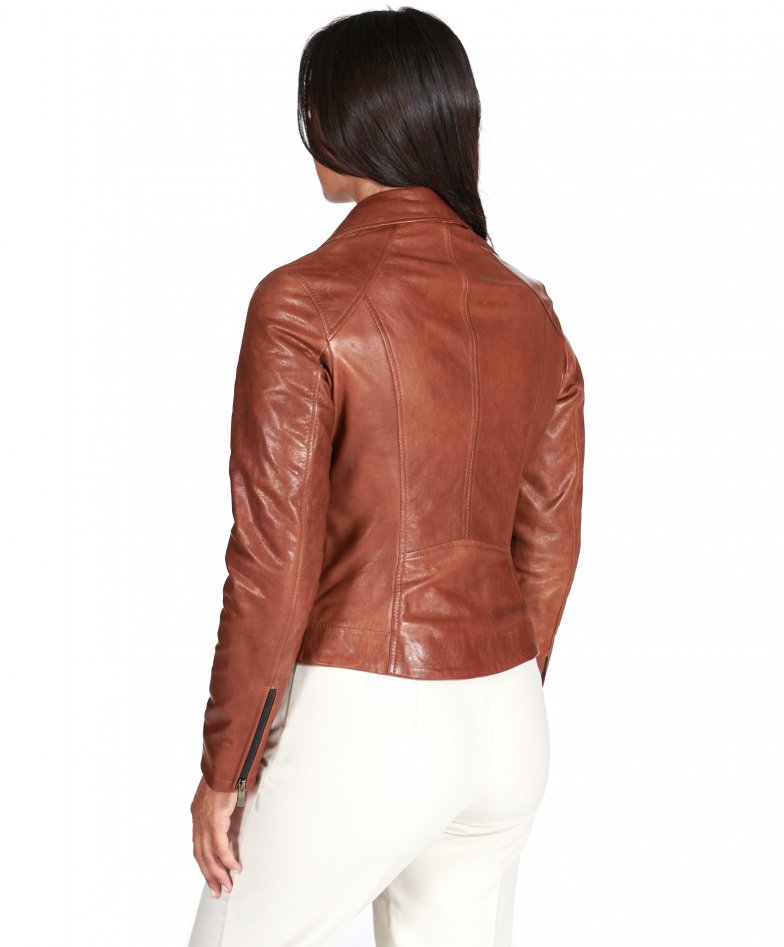 Leder farbe biker-lederjacke mit...