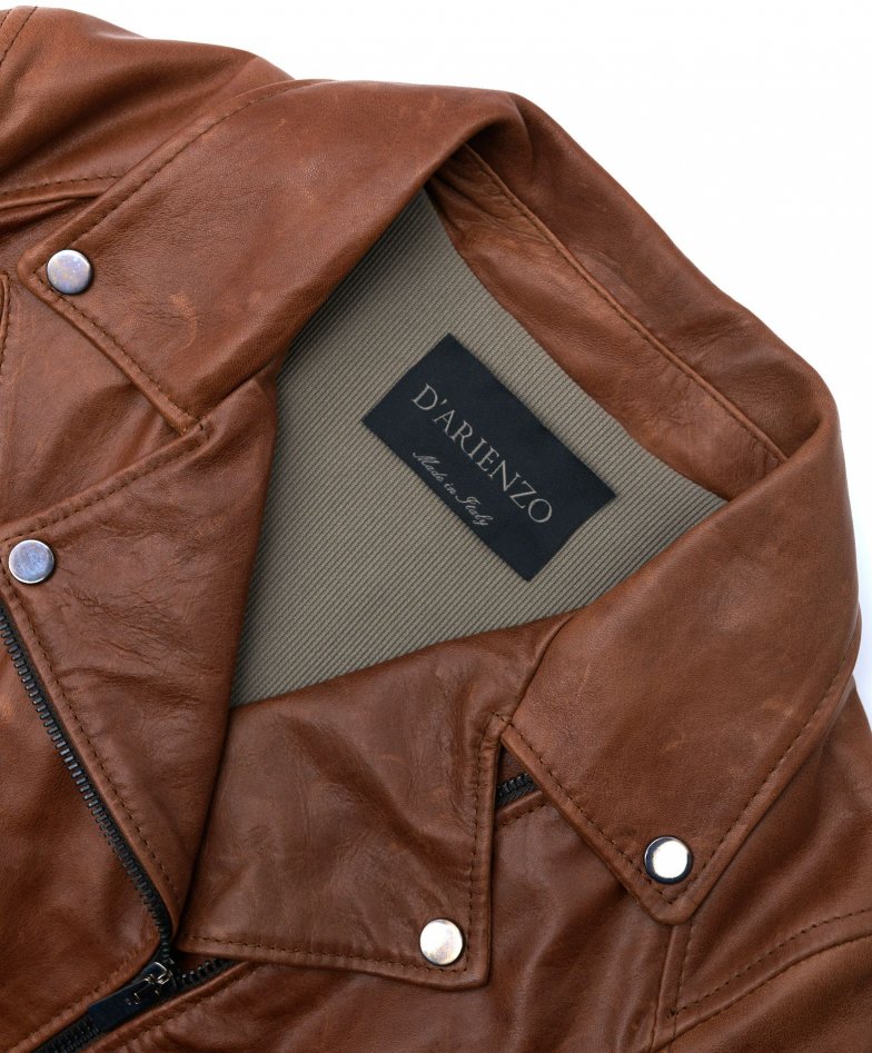 Leder farbe biker-lederjacke mit...