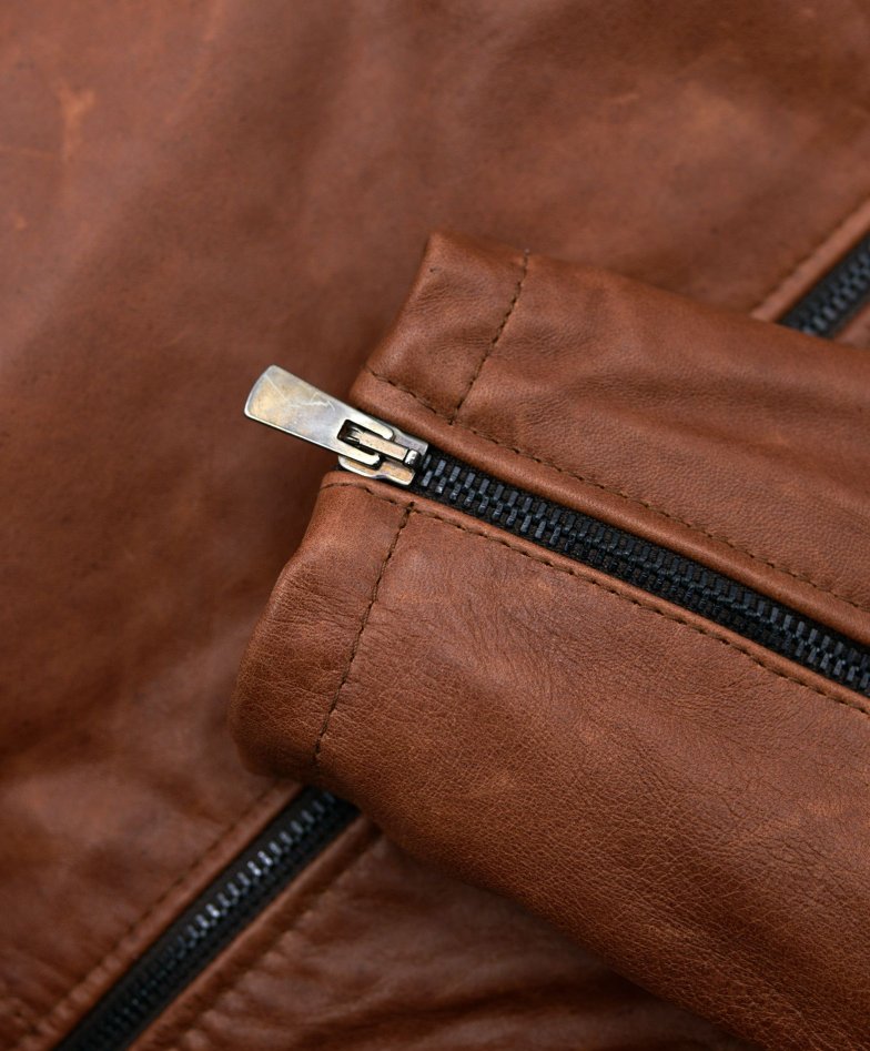 Leder farbe biker-lederjacke mit...