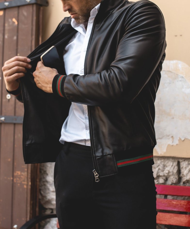Schwarze Bomberjacke nappa-lederjacke...