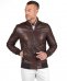 Giubbotto Bomber in pelle testa di moro vintage colletto con bottoni