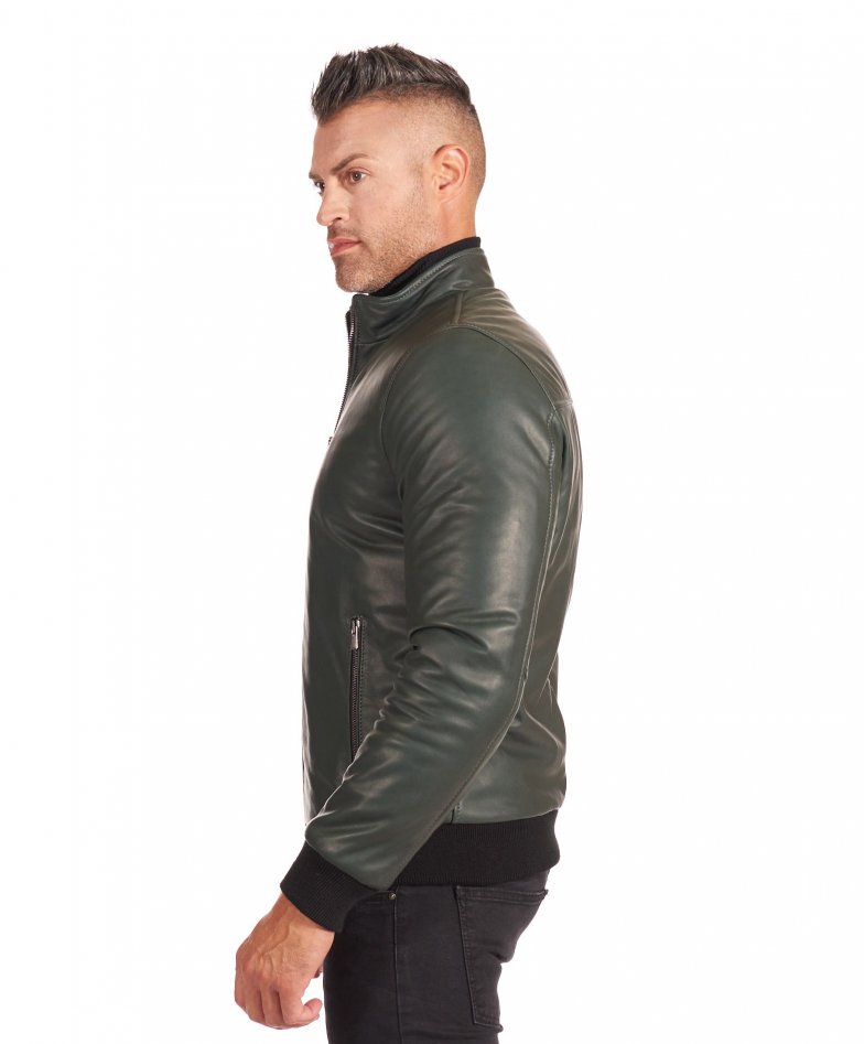 Grüne Bomberjacke natur-lederjacke...
