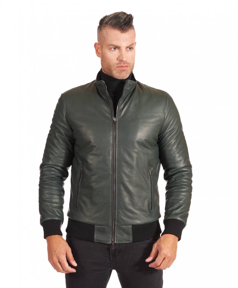 Grüne Bomberjacke natur-lederjacke...