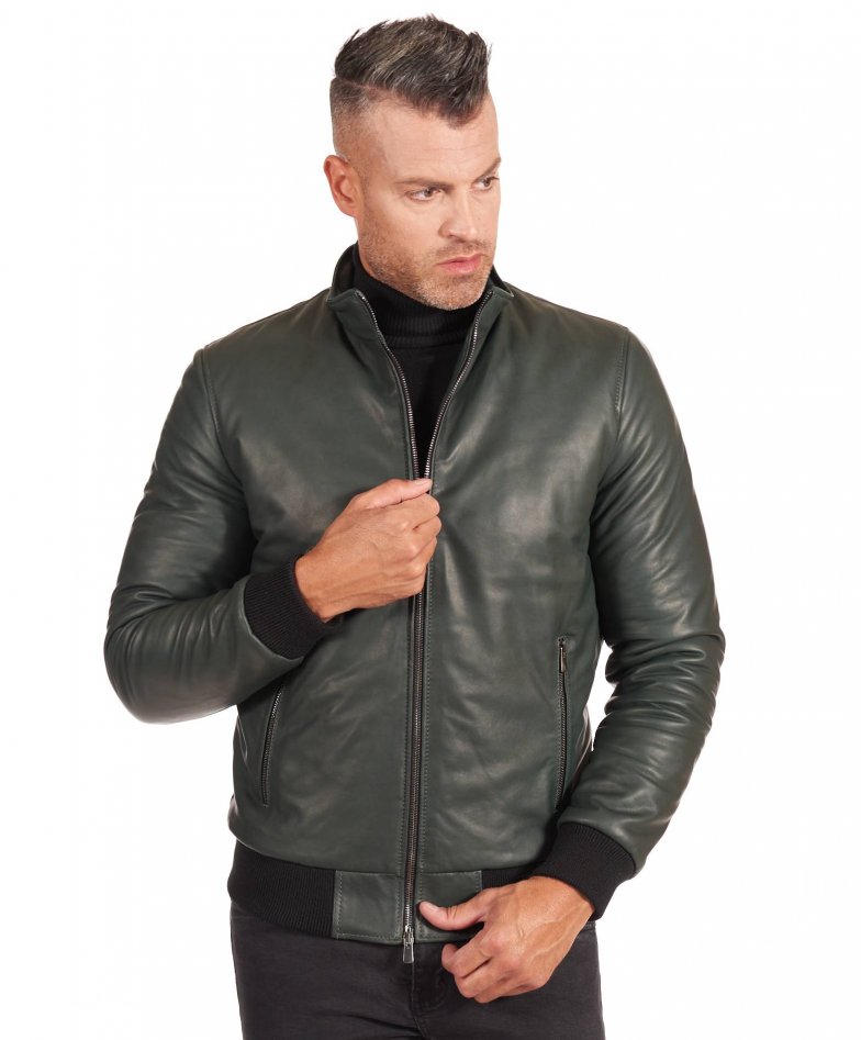 Grüne Bomberjacke natur-lederjacke...