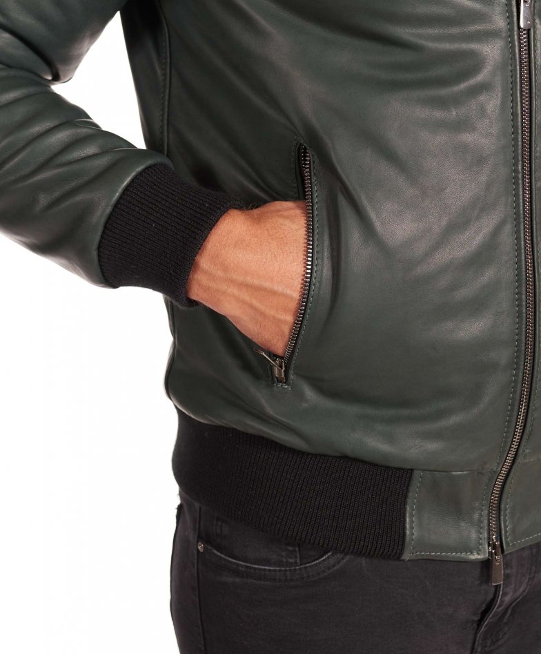Grüne Bomberjacke natur-lederjacke...