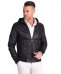 Black hooded nappa lamb leather bomber jacket