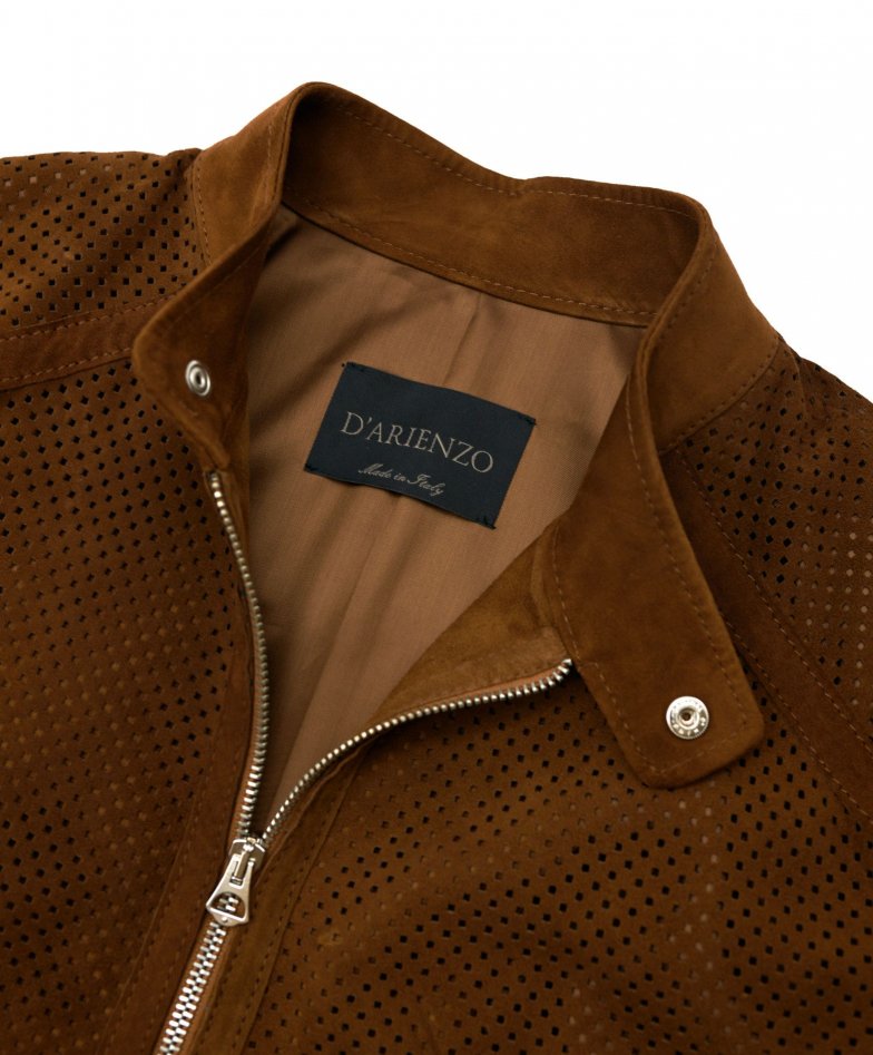 Lederfarben perforierte lederjacke...