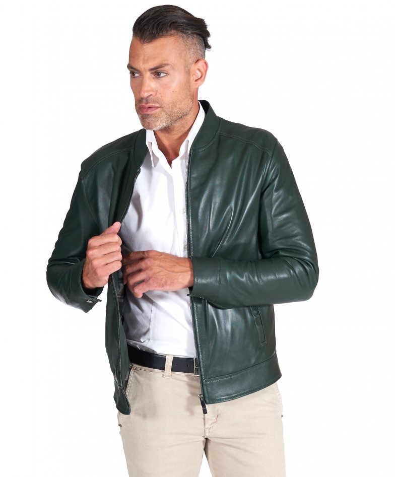 Grüne lederjacke naturleder mit...