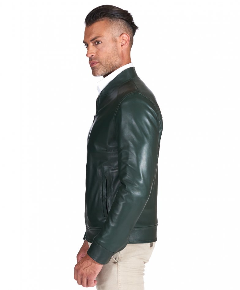 Grüne lederjacke naturleder mit...