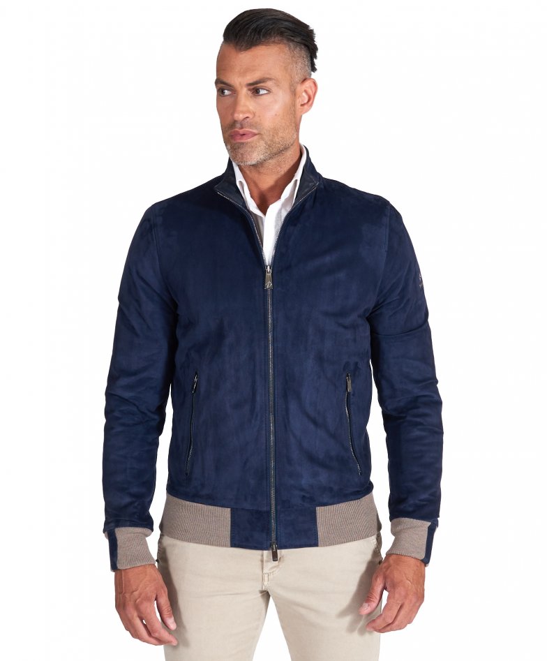 Blaue wildlederjacke bomberjacke...