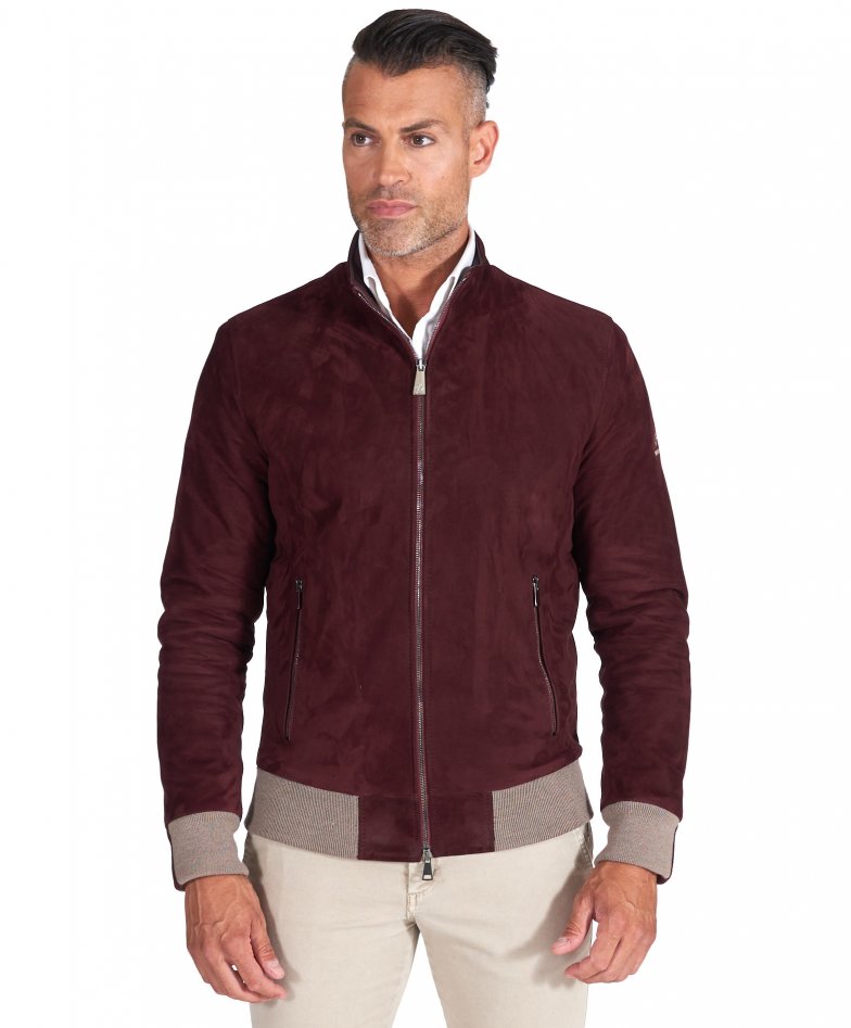 Burgunder wildlederjacke bomberjacke...