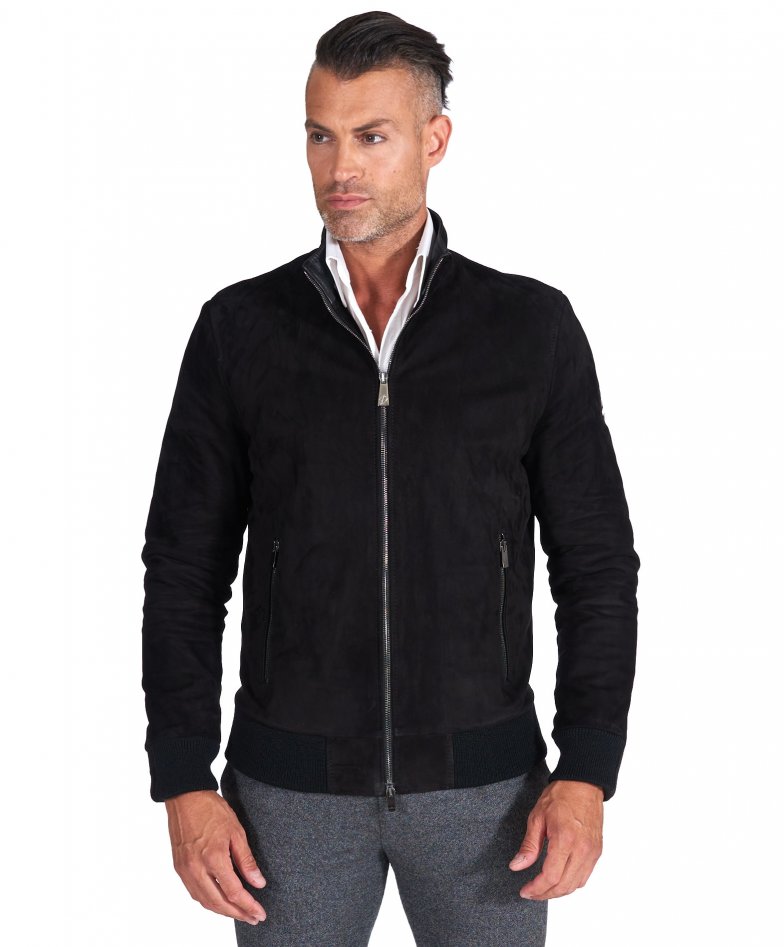 Schwarze wildlederjacke bomberjacke...