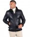 Montone blu Shearling biker uomo collo camicia con fibbia