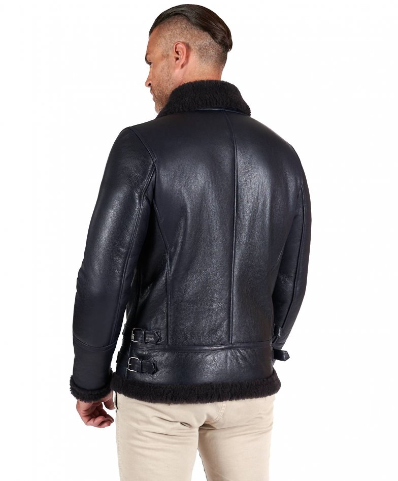 Lederjacke blaue wildleder hemdkragen...