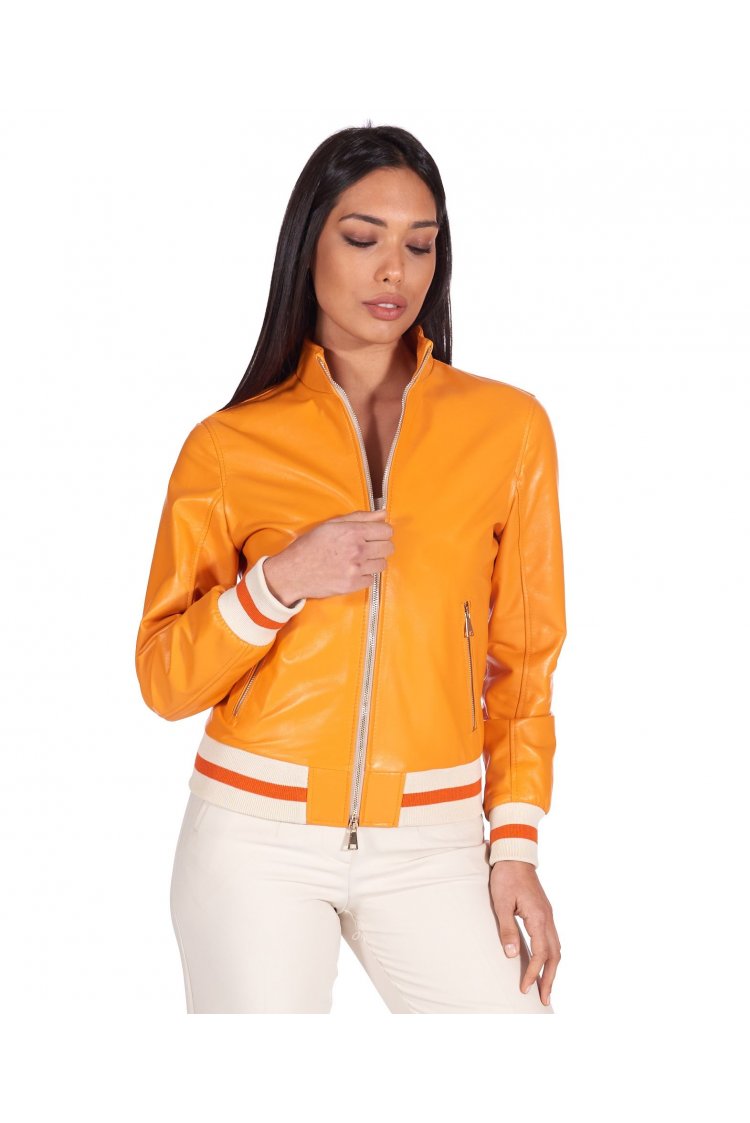 Orange bomberlederjacke...